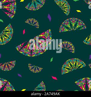 Nahtlose, sich wiederholendes Muster der abstrakten Zitronenscheiben. Stock Vektor