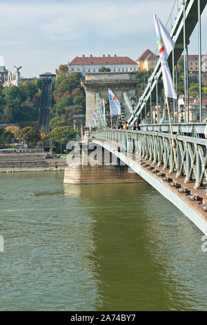 Széchenyi Kettenbrücke. Budapest, Ungarn Stockfoto