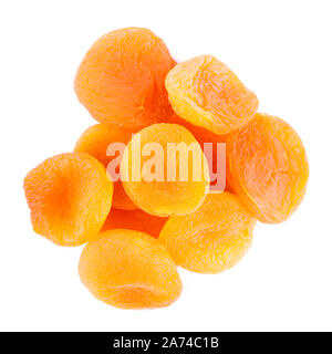Getrocknete Aprikose Zutat closeup auf einem weißen Hintergrund. Eine orange apricot Obst mit Freistellungspfad Stockfoto