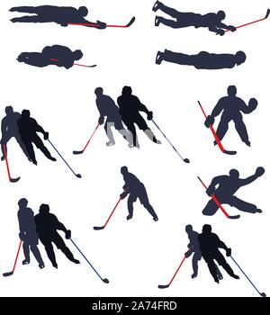 Hockey zwei farbigen einstellen 04 Stock Vektor