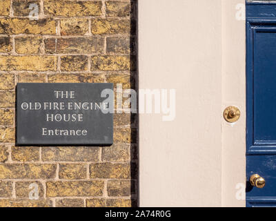 Das Schild an der Wand an der alten Engine House Restaurant Ely, Cambridgeshire UK Stockfoto