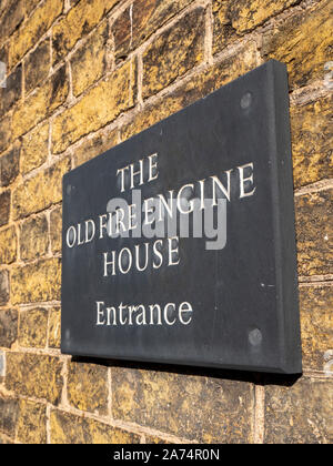 Das Schild an der Wand an der alten Engine House Restaurant Ely, Cambridgeshire UK Stockfoto