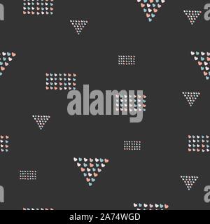 Nahtlose Muster, Hand Herz in der Bürste in Dreiecke und Rechtecke organisiert. Ideal für Hochzeit Karten, Postkarten, T-Shirts, Broschüren, Poster Stock Vektor