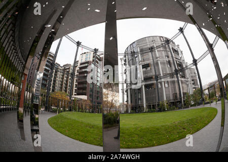 Neues Gehäuse im Gasspeicher Park, King's Cross, London Stockfoto