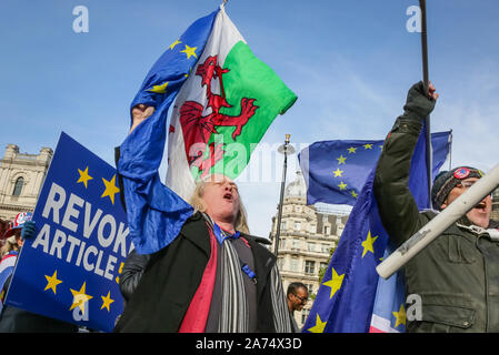 Westminster, London, UK, 30. Okt 2019. Pro- und Anti-Brexit Demonstranten weiter außerhalb des Parlaments in Westminster als MPs im inneren Teil des Ministerpräsidenten Fragen zu sammeln. Credit: Imageplotter/Alamy leben Nachrichten Stockfoto