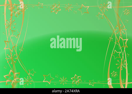 Hintergrund Weihnachten grün mit goldenen Sternen als Rahmen mit Kopie Raum Stockfoto