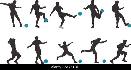 Soccer silhouette eingestellt Stock Vektor