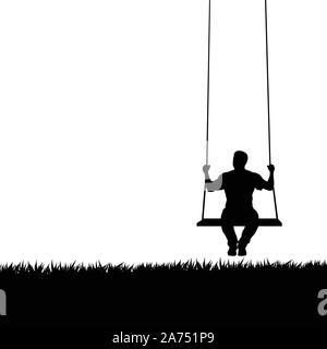 Männliche Silhouette auf Swing Stock Vektor