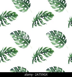 Satz von hellen Aquarell tropische Blätter. Blätter und Zweige aus dem Dschungel. Stockfoto