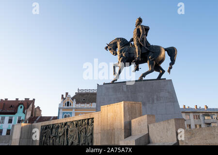 Cluj Napoca, Rumänien - 24 Okt, 2019: die Statue von König Mihai Viteazul in Cluj-Napoca, Rumänien Stockfoto