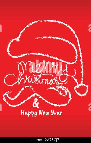 Frohes und glückliches neues Jahr chtistmas Grußkarte Typografie in roten Hintergrund Stock Vektor