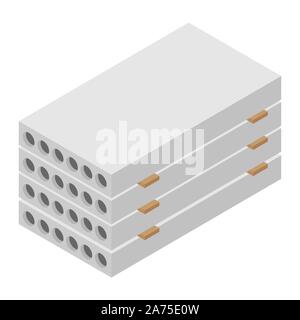 Stapel von Betonfertigteilen feste Blöcke isometrische Ansicht auf weißem Hintergrund Stock Vektor