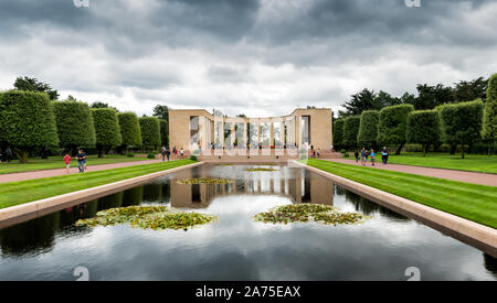 Colleville-sur-Mer, Calvados, Normandie/Frankreich - 16. August 2019: Das Mahnmal an der Amerikanischen Friedhof in Omaha Beach in der Normandie Stockfoto