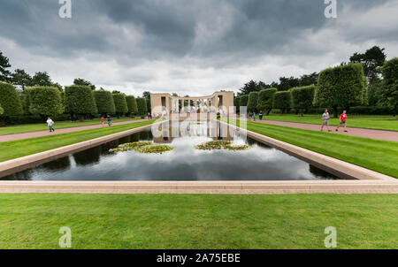 Colleville-sur-Mer, Calvados, Normandie/Frankreich - 16. August 2019: Das Mahnmal an der Amerikanischen Friedhof in Omaha Beach in der Normandie Stockfoto