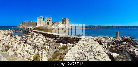 Foto vom Schloss von Methoni, einem öffentlichen arhcaeological Ort, Wahrzeichen der griechischen Erbes in der Peloponnes. Stockfoto