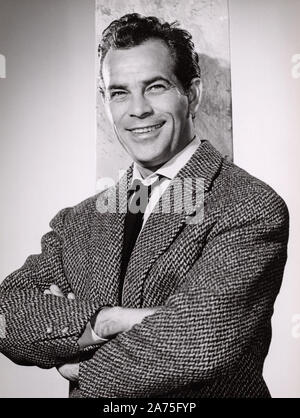 Adrian Hoven, österreichischer Wis Horsemanship und Rox, Deutschland 1960. Österreichischen Schauspieler, Regisseur und Produzent Adrian Hoven, Deutschland 1960. Stockfoto