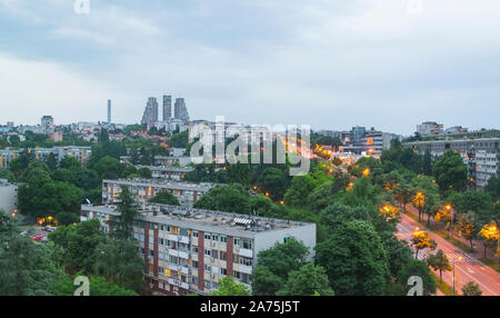 Belgrad, Serbien - Juni 26, 2019: Blick vom Hotel Srbija auf ustanicka Street. Stockfoto