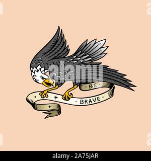 Adler Vogel für Tattoo im Vintage Style. Retro old school Skizze. Hand graviert retro Illustration für t-shirt und Logo oder Emblem. Stock Vektor