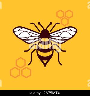Honey Bee Vektor Bild. Vektor Bild einer Biene mit Waben. Stock Vektor