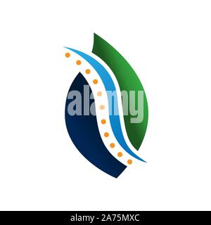 Natur Wirbelsäule Logo Design Konzept Vektor. Chiropraktik logo Vorlage. Medizinische Wirbelsäule Leaf Logo vektor design Stock Vektor