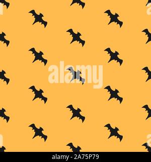 Nahtlose Muster mit fliegenden Fledermäuse. Wiederholen Halloween Muster mit schwarzen Silhouetten von Fledermäusen. Vector Illustration Stock Vektor