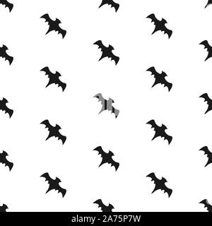 Nahtlose Muster mit fliegenden Fledermäuse. Wiederholen Halloween Muster mit schwarzen Silhouetten von Fledermäusen. Vector Illustration Stock Vektor