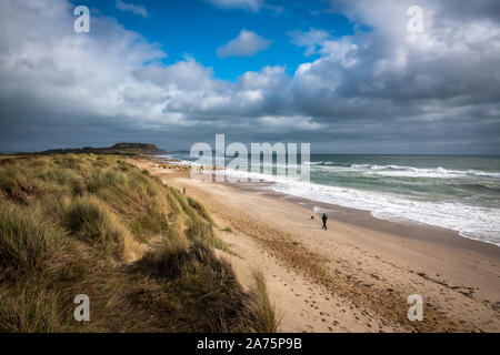 Hengistbury Head an einem windigen Tag Stockfoto