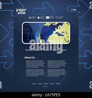 Moderne und farbenfrohe abstrakte Website Konzept Creative Design Template Layout mit Stadtbild und die Erdkugel Abbildung für Ihr Business, Vektor Stock Vektor