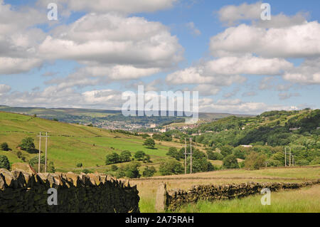 Fernsicht auf Keighley von Haworth, West Yorkshire Stockfoto