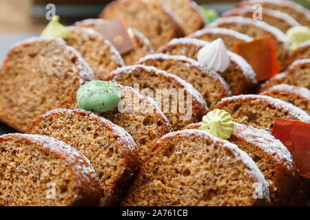 Catering Service. Karotte Kürbistorte bei Ereignis Stockfoto