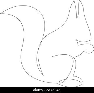 Eine Zeile Eichhörnchen Zeichnung. Eichhörnchen im minimal Linienstil an. Vector Illustration Stock Vektor