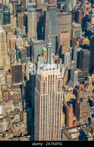 Luftaufnahme von Hubschrauber nach Manhattan, New York City. Stockfoto
