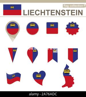 Liechtenstein Flagge Sammlung, 12 Versionen Stock Vektor