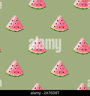 Wassermelone Aquarell nahtlose Muster Stockfoto