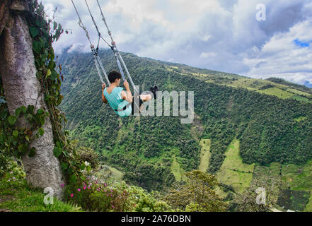 Die Schaukel am Ende der Welt, Casa de Arbol, Baños de Agua Santa, Ecuador Stockfoto