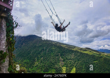 Die Schaukel am Ende der Welt, Casa de Arbol, Baños de Agua Santa, Ecuador Stockfoto