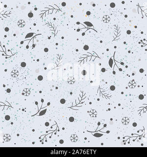 Hand gezeichnet nahtlose Muster mit Pflanzen und Beeren. Künstlerische und kreative Gestaltung. Großartig für Hintergründe, Kulissen, Autos, Postkarten, Einladungen, Kopfzeilen Stockfoto