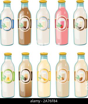 Vector Illustration der verschiedenen aromatisierte Milch Stock Vektor