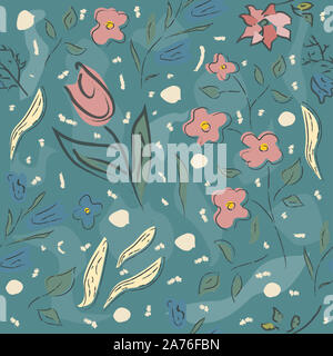 Florale nahtlose Muster. Hand gezeichnet. Vector Illustration Stockfoto