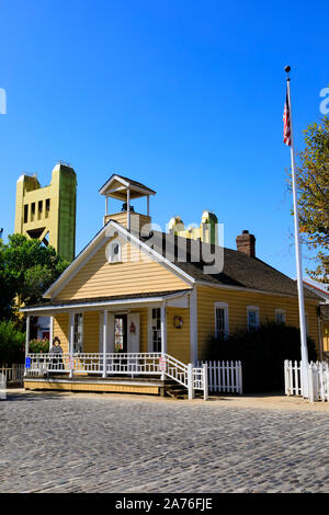 Das alte Schulhaus Museum, Altstadt, Sacramento, die Hauptstadt des Staates Kalifornien, Vereinigte Staaten von Amerika. Stockfoto