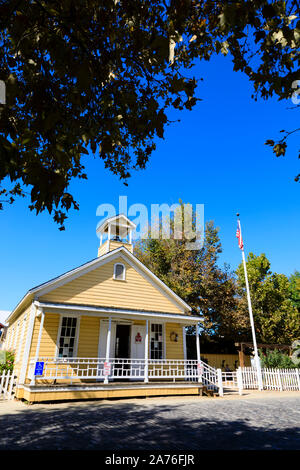 Das alte Schulhaus Museum, Altstadt, Sacramento, die Hauptstadt des Staates Kalifornien, Vereinigte Staaten von Amerika. Stockfoto