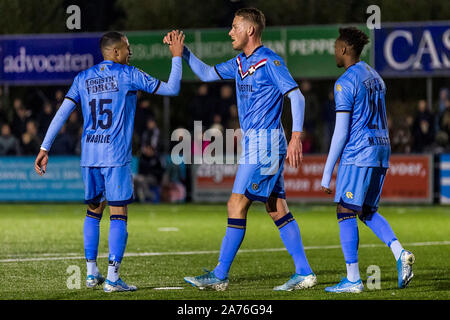 Den Haag, Niederlande. 30 Okt, 2019. DEN HAAG - 30-10-2019, deutscher Fußball, eredivisie Saison 2019-2020. Willem II Spieler Paul Gladon feiern das Ziel 0-4 während des Spiels schnell - Willem II. Pokalspiel der ersten Runde. Credit: Pro Schüsse/Alamy leben Nachrichten Stockfoto