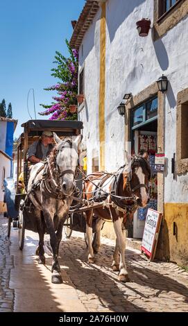 Typische mittelalterliche Städtchen Obidos, Portugal. Stockfoto