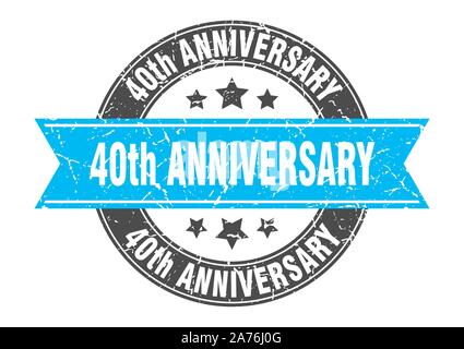 40. Jahrestag runden Stempel mit Türkis Ribbon. 40. Jahrestag Stock Vektor