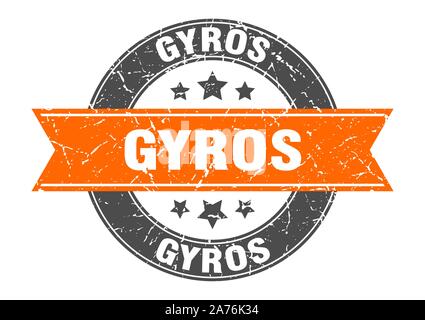 Gyros runden Stempel mit Orange Ribbon. gyros Stock Vektor