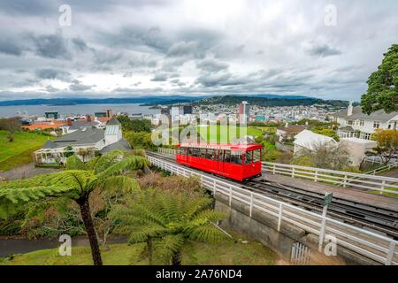 Historische Zahnradbahn, Wellington Cable Car, Region Wellington, Nordinsel, Neuseeland Stockfoto