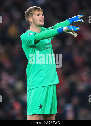 Liverpool Torwart Caoimhin Kelleher während der carabao Schale, Vierte Runde in Liverpool, Liverpool. Stockfoto