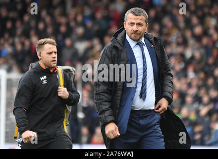 LONDON, ENGLAND - 27. OKTOBER 2018: Fulham Manager Slavisa Jokanovic 2018/19 dargestellt vor der Englischen Premier League Spiel zwischen dem FC Fulham und AFC Bournemouth im Craven Cottage. Stockfoto