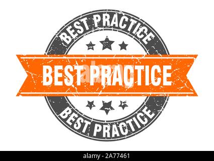 Best practice runden Stempel mit Orange Ribbon. best practice Stock Vektor