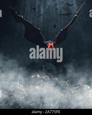 Monster im Dunkeln, Frau Kreaturen, 3D-Illustration** 3D-Figuren Stockfoto
